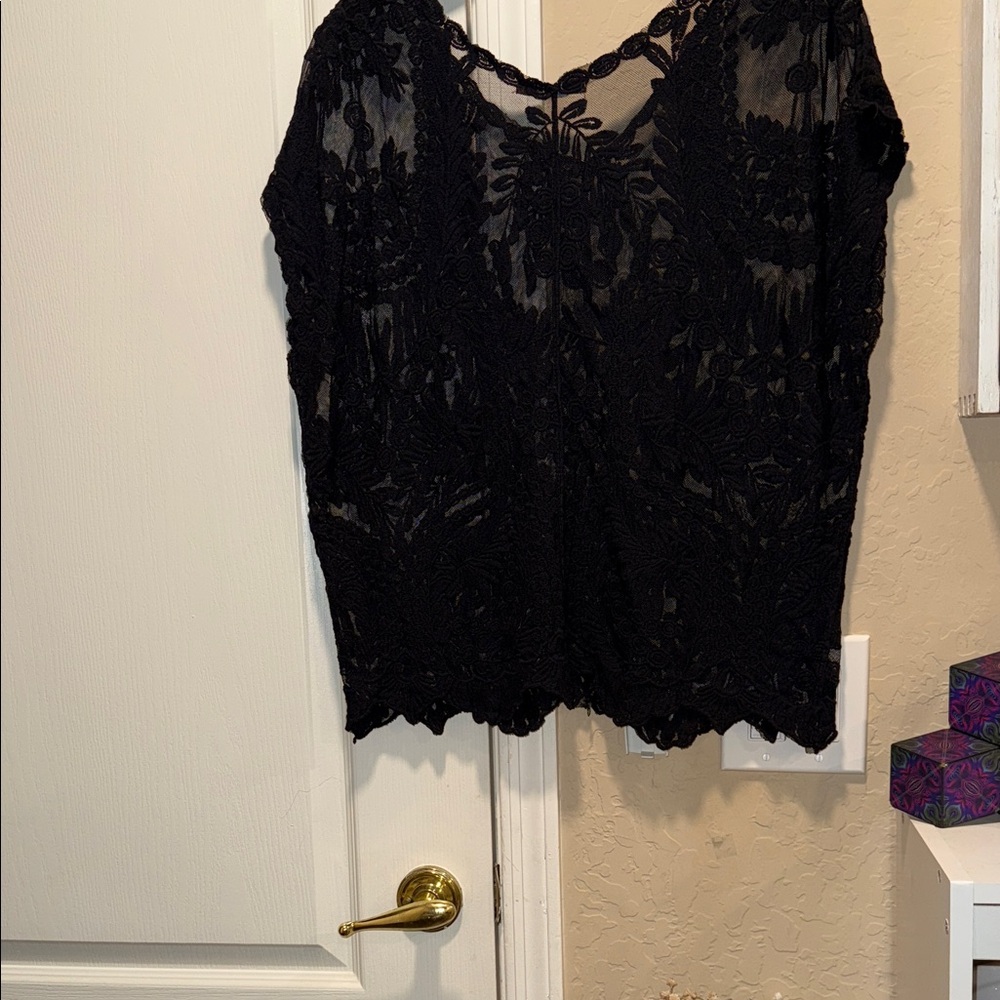 Chic Black Lace Blouse - Picture 3 of 5